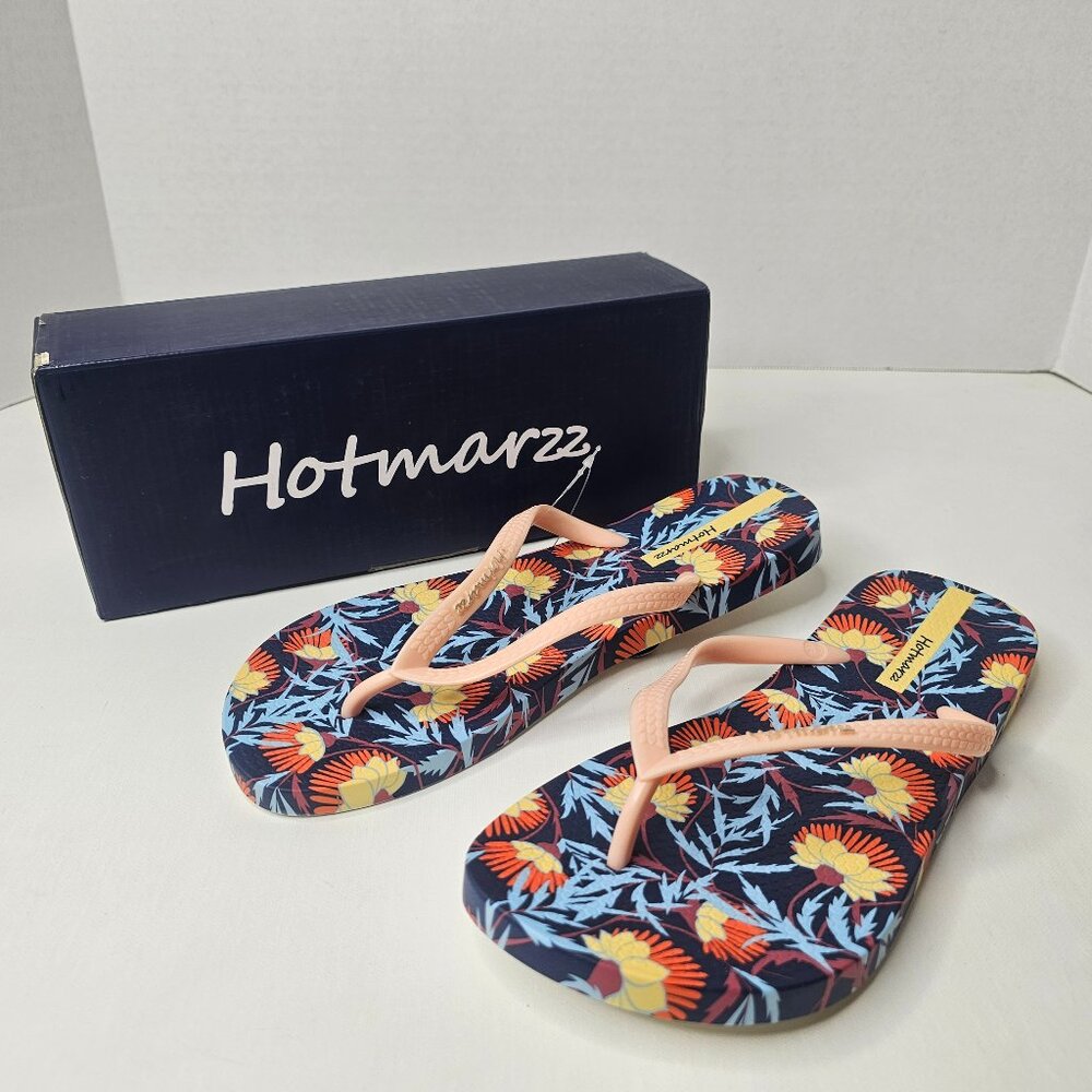 Hotmarzz Women Flip Flops Wild Floral Print Ladies Slippers Size 8